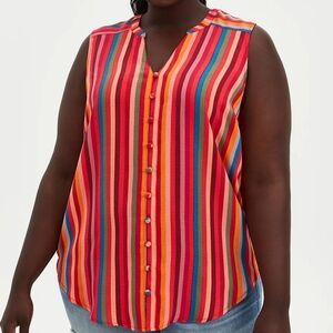 Torrid harper Fiesta Multicolored stripe sleeveless Shirttail Hem top size 2